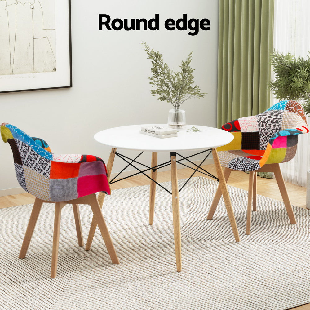1 Artiss Dining Table and 2 Chairs Set DSW 90cm