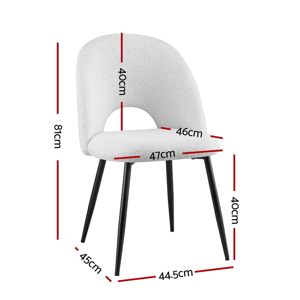 1 Set of 2 Artiss Dining Chair Boucle Sherpa