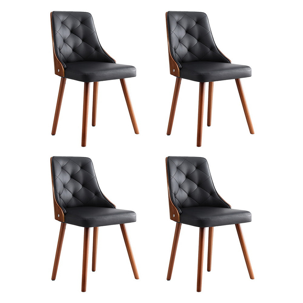 1 Set of 4 Artiss Dining Chairs Black PU