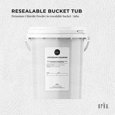 Orku 1.3Kg Potassium Chloride Powder (KCl) Tub - Food Grade E508 Salt Substitute