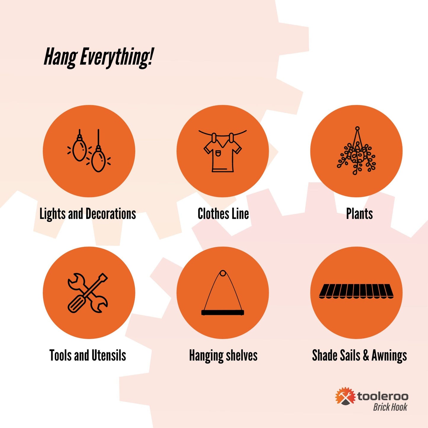 10 Pack Brick Hooks - Wall Crab Clips Hangers - Pictures Pot Plants Outdoor Decor