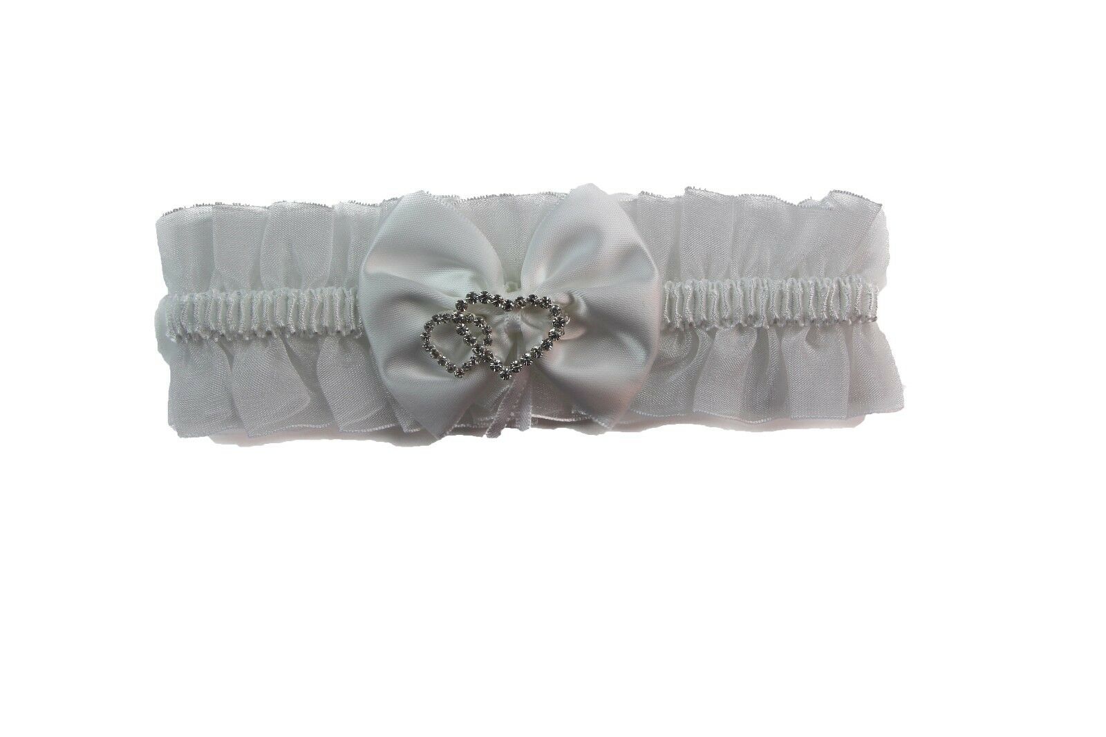 10 x Bridal Garter Wedding Lace Satin Crystal Heart Leg Band Diamante