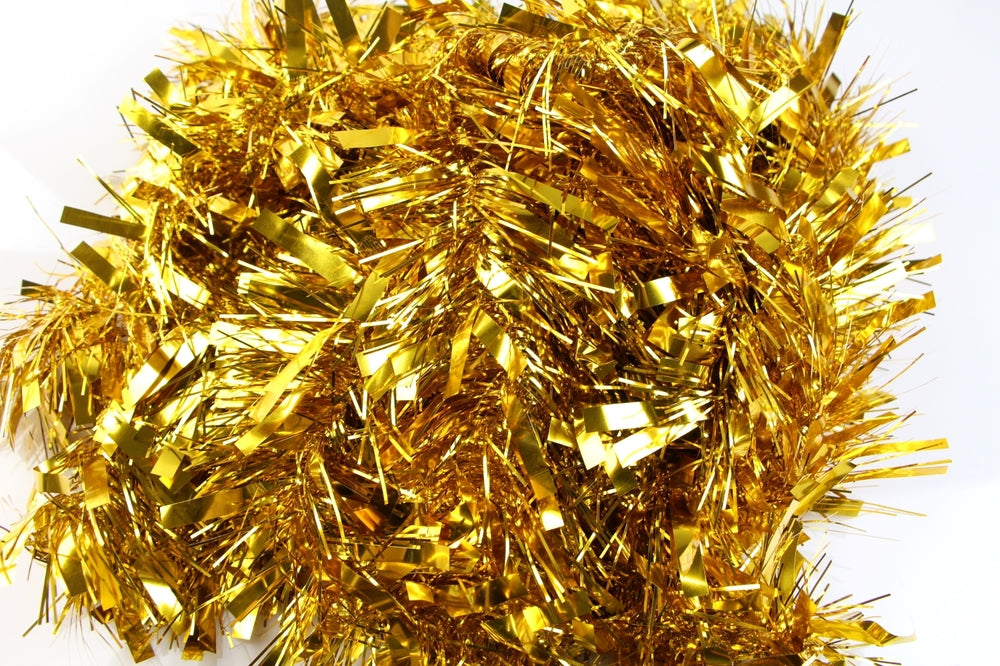 10 x Christmas Tinsel Thick 2-Tone Xmas Garland Tree Decorations - Gold/Gold