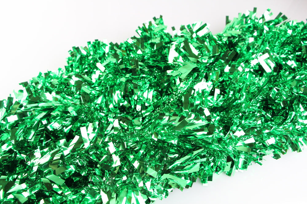10 x Christmas Tinsel Thick Xmas Garland Tree Decorations - Green