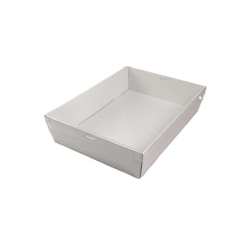 10 x White Disposable Catering Grazing Boxes Trays With Clear PET Lids