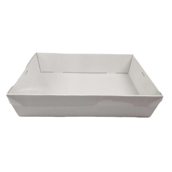 10 x White Disposable Catering Grazing Boxes Trays With Clear PET Lids
