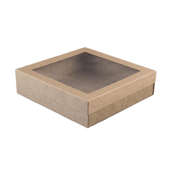 100 X Brown Kraft Disposable Catering Grazing Boxes Trays With Lids