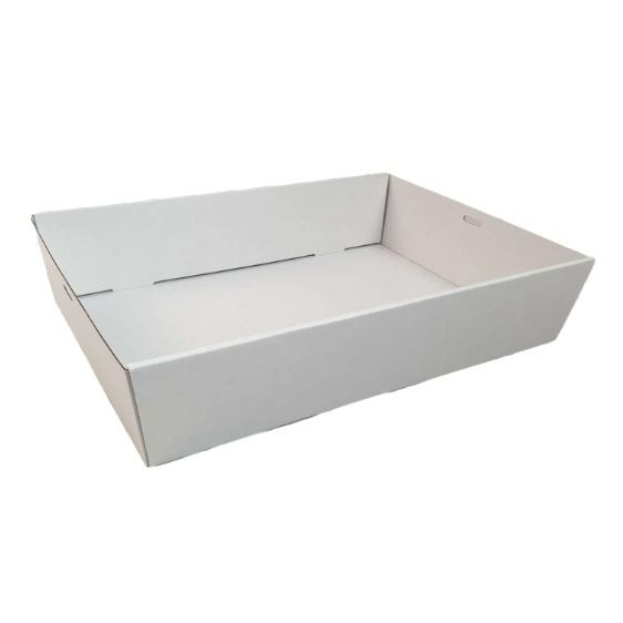 100 X Large White Disposable Catering Grazing Boxes Trays With Clear PET Lids