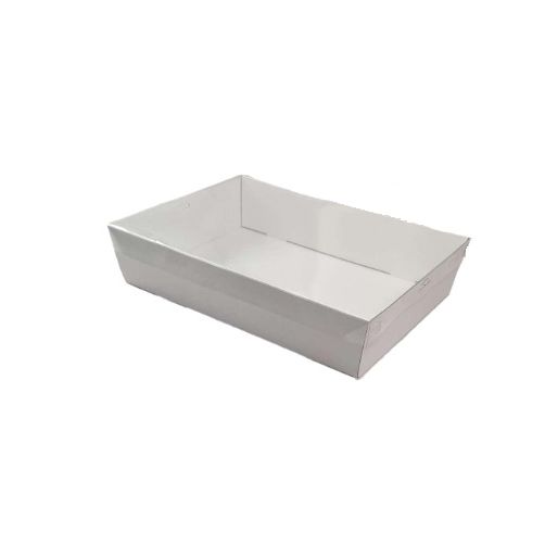100 X Large White Disposable Catering Grazing Boxes Trays With Clear PET Lids