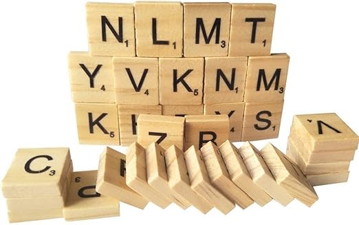 100Pcs Wooden Alphabet Letters Scrabble Tiles Set / Diy Letter Crafts For Children Kids Student