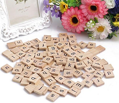 100Pcs Wooden Alphabet Letters Scrabble Tiles Set / Diy Letter Crafts For Children Kids Student
