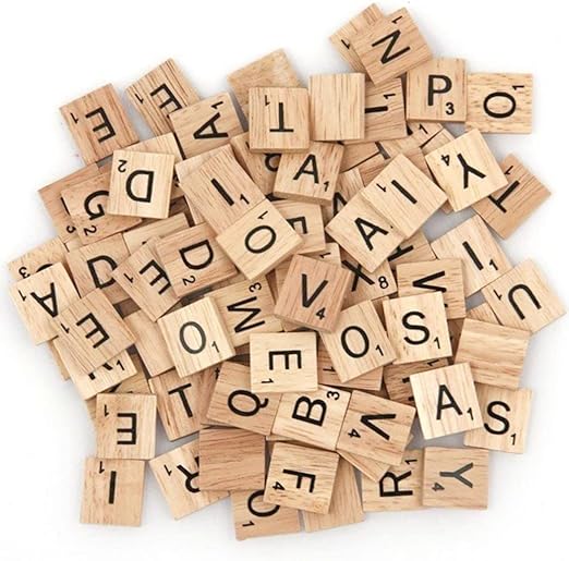 100Pcs Wooden Alphabet Letters Scrabble Tiles Set / Diy Letter Crafts For Children Kids Student