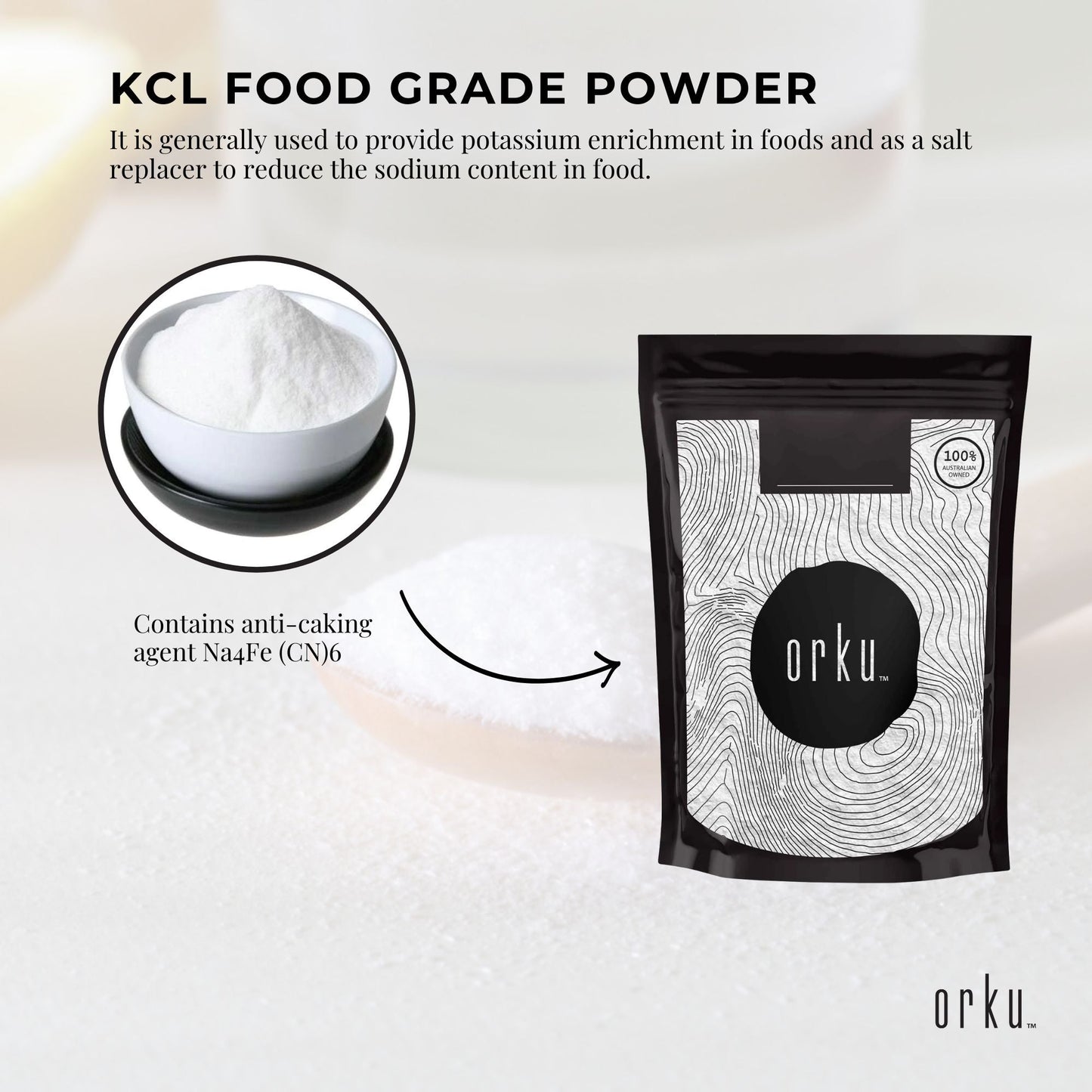 100g Potassium Chloride Powder - Pure E508 Food Grade Salt Substitute Replacer