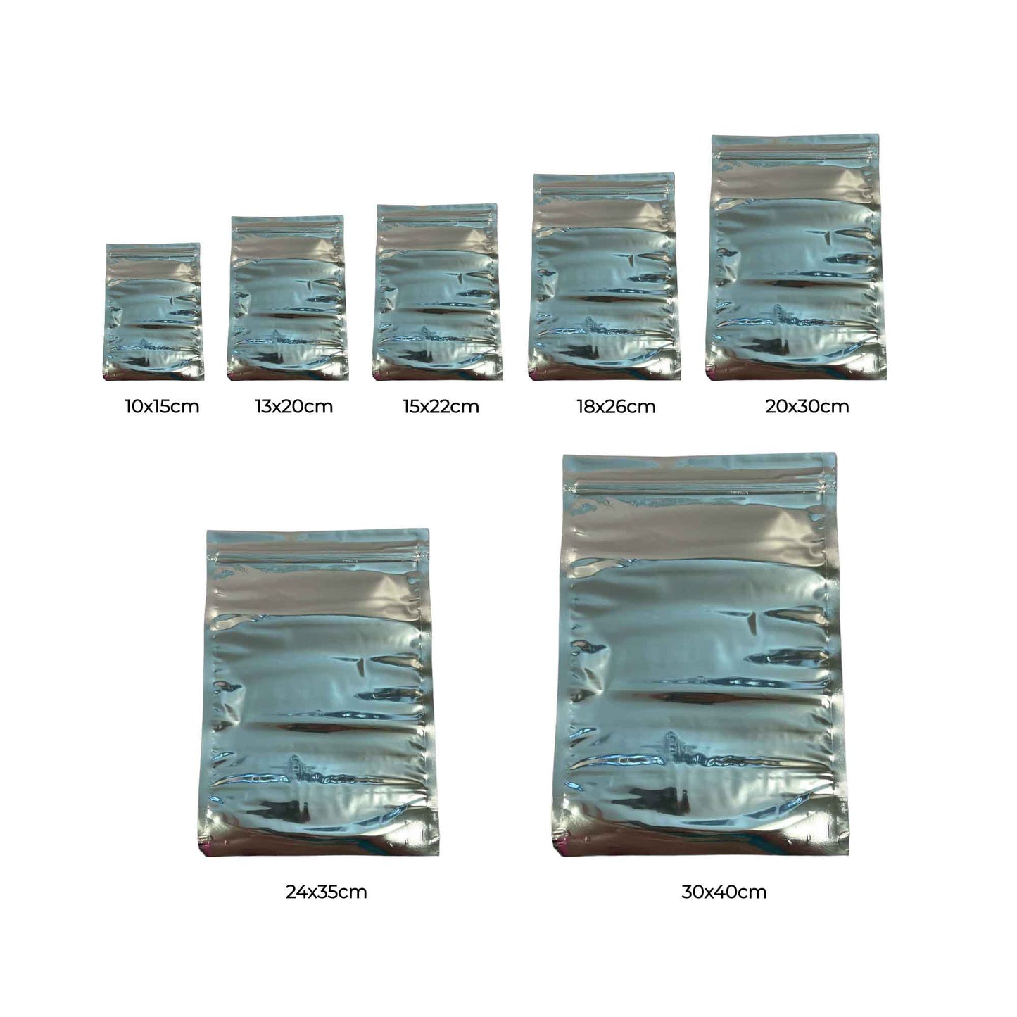 100x Resealable Aluminium Pouches - Windowed Zip Close Standing Food Storage Bag