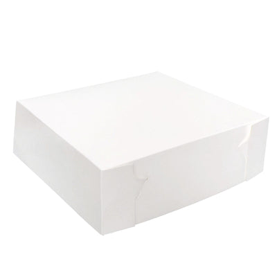 100x Takeaway Cake Box 12x12x4 Inches - Square Folding White Dessert Packaging