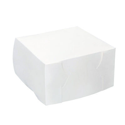 100x Takeaway Cake Box 7x7x4 Inches - Square Folding White Dessert Packaging