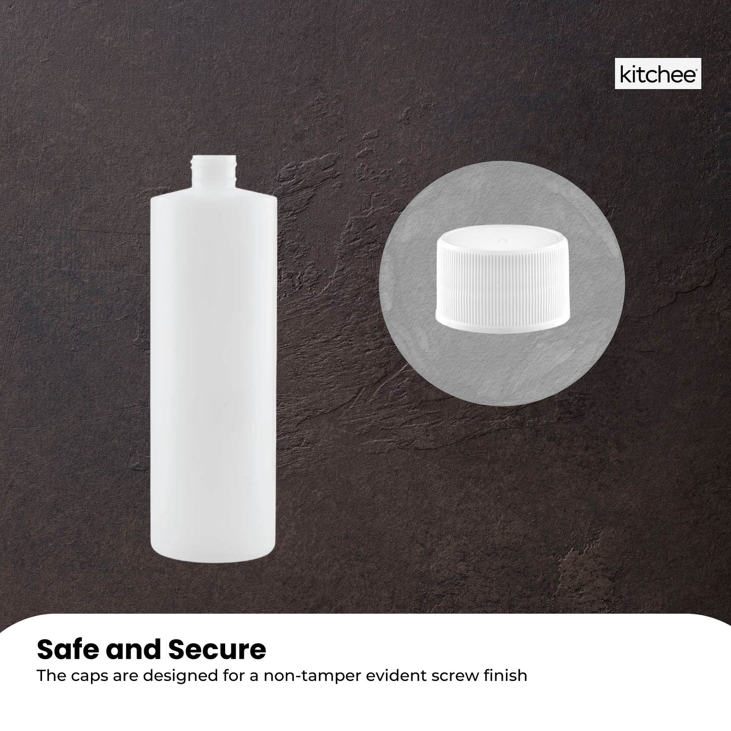 10x 500ml Clear HDPE Round Bottle + 28/410 Caps - Empty Plastic Food Storage