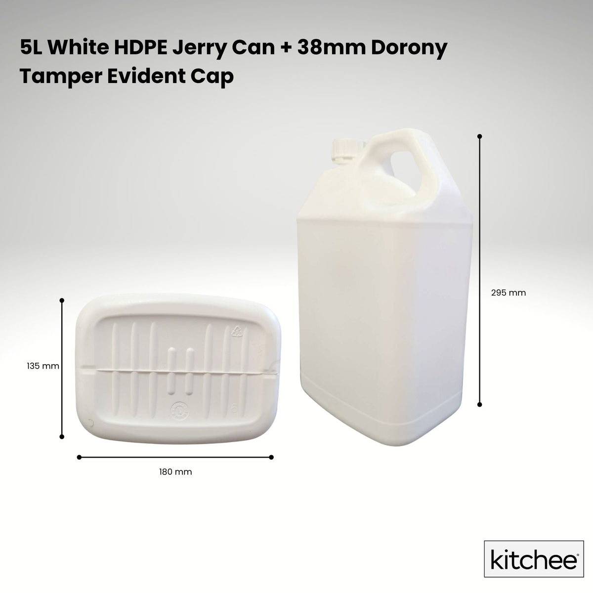 10x 5L White HDPE Jerry Can + 38mm Tamper Evident Cap - Dangerous Goods