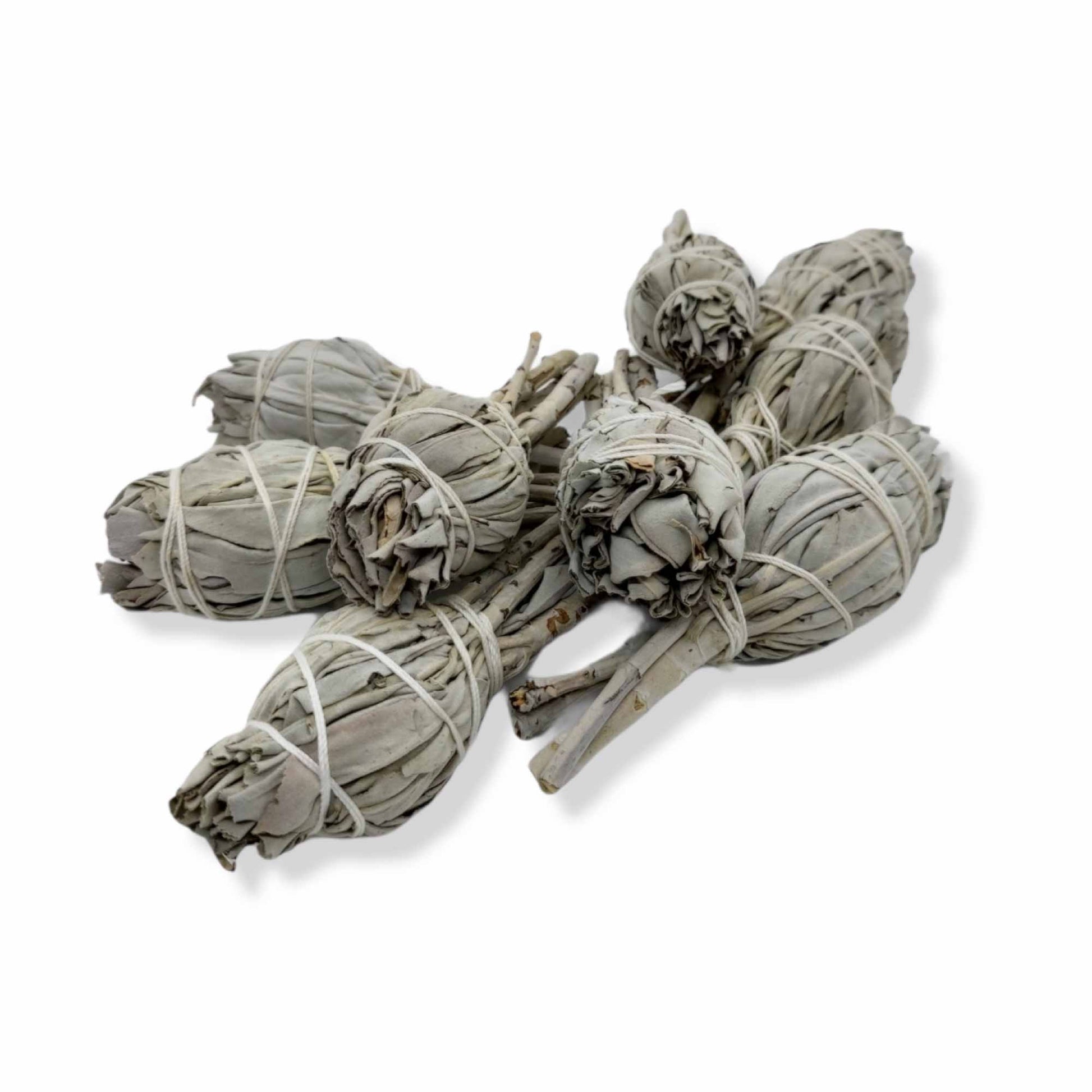 10x Californian White Sage Smudge Sticks - Mini 10-12cm Incense Cleansing Wand