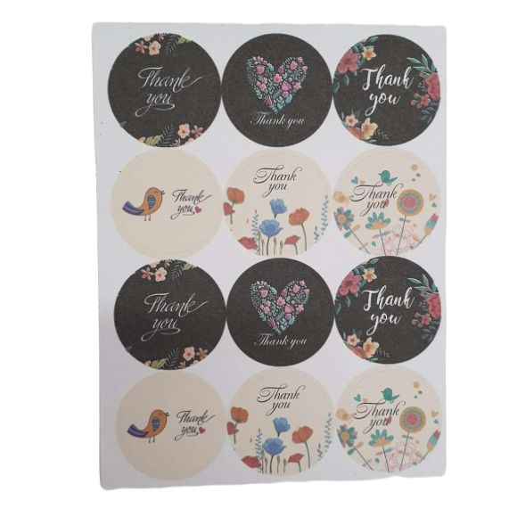 120 Pieces X Thank You Stickers Packaging Round Envelope Gift Labels