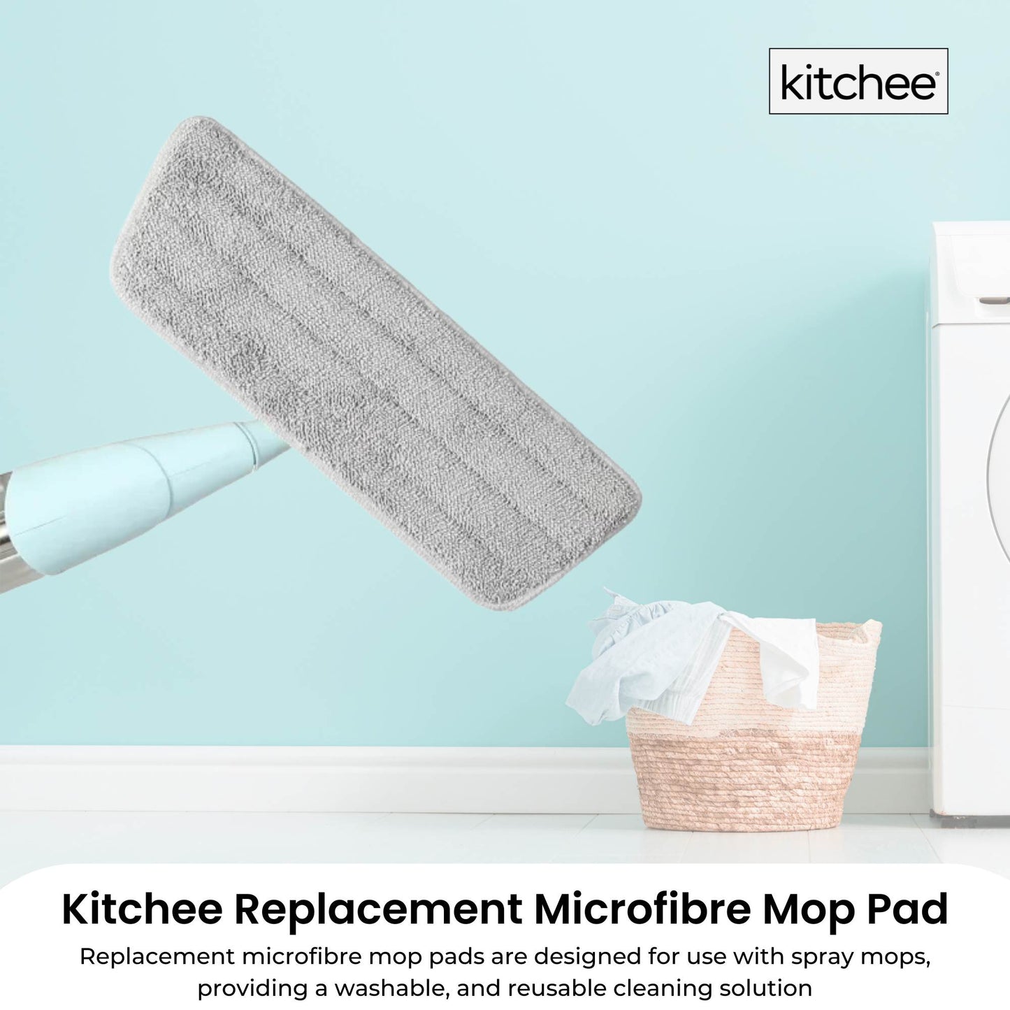 12x Kitchee Replacement Microfibre Mop Pad for Refillable Spray Floor Mop