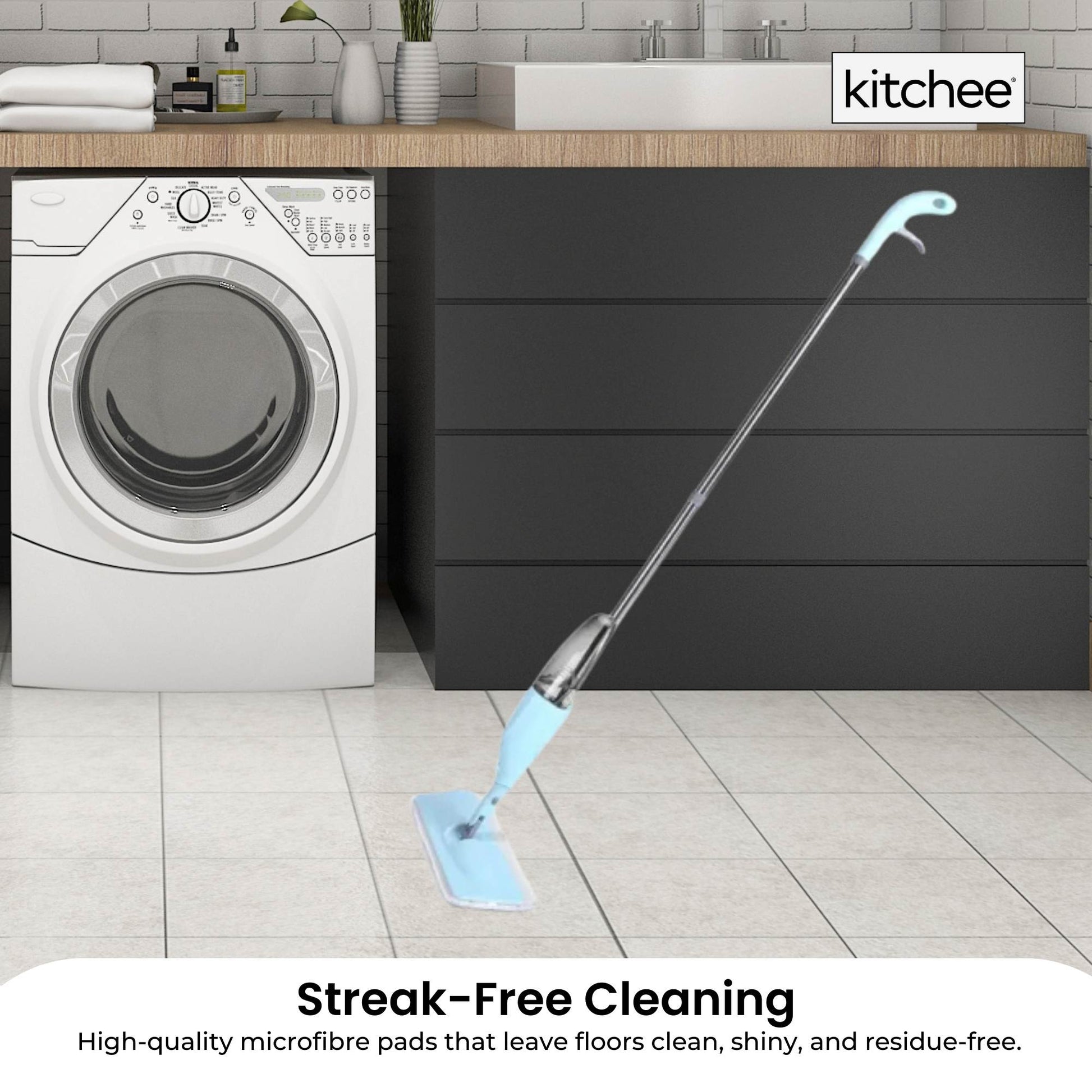 12x Kitchee Replacement Microfibre Mop Pad for Refillable Spray Floor Mop