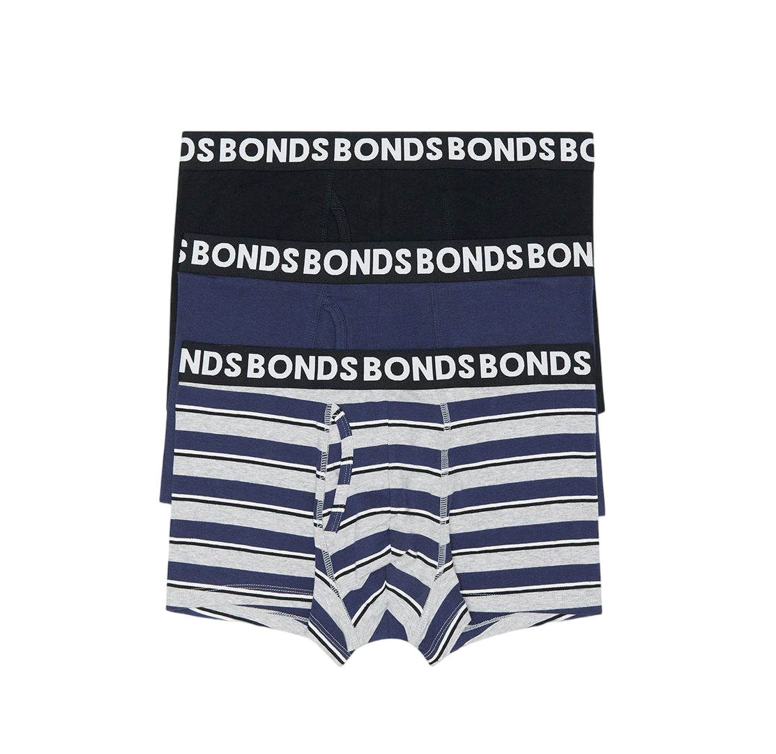 15 X Bonds Mens Everyday Trunks Underwear Black / Navy / Grey Undies