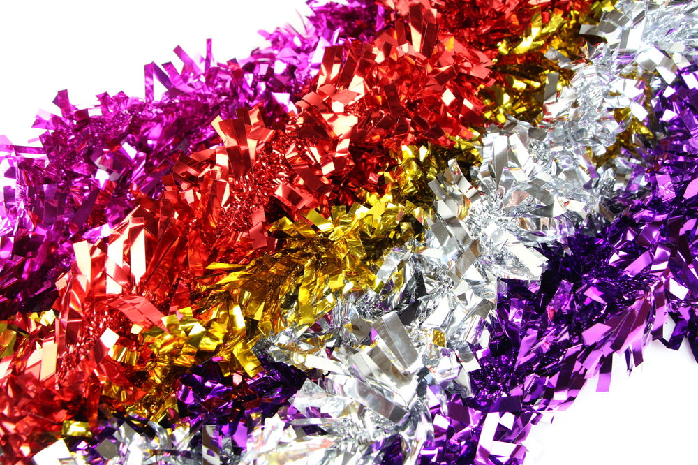 15 X Christmas Tinsel Thick Xmas Garland Tree Decorations - Assorted Pack