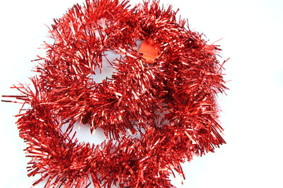 15 X Christmas Tinsel Thin Xmas Garland Tree Decorations - Red