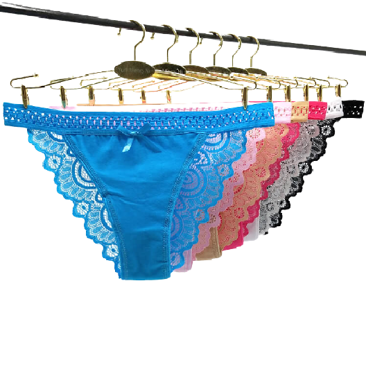 18 X Womens Cotton Front Lace Back Bikini Briefs - Undies Coloured Underwear