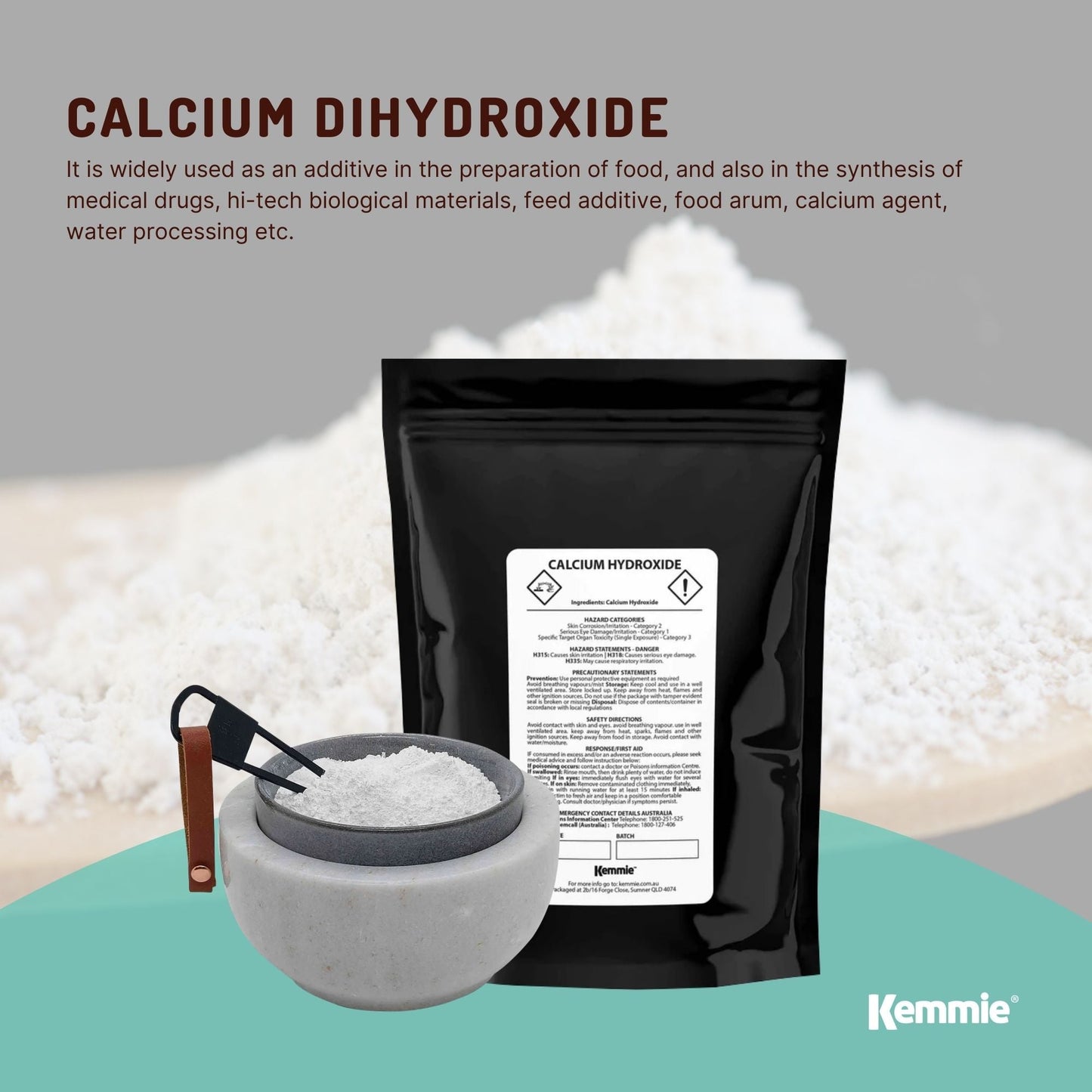 1Kg Food Grade Calcium Hydroxide Powder - FCC Hydrated Slaked Pickling Lime