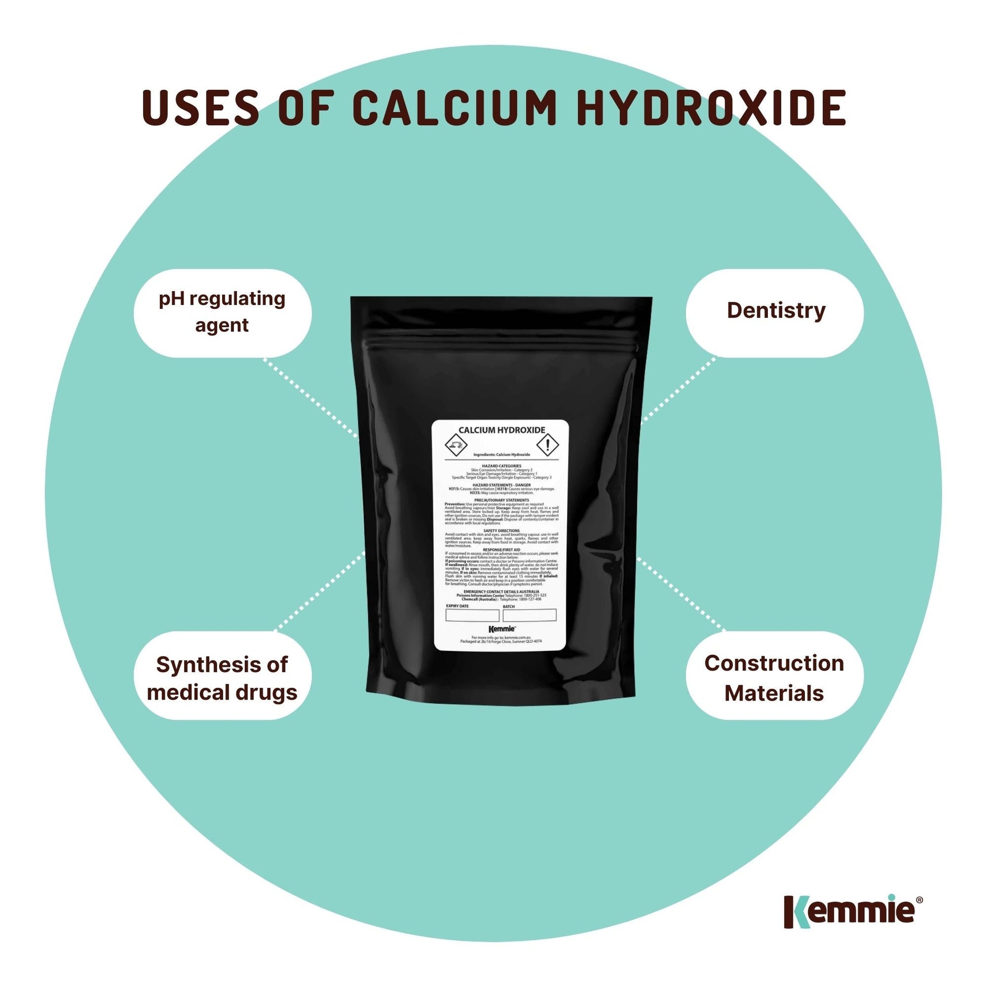 1Kg Food Grade Calcium Hydroxide Powder - FCC Hydrated Slaked Pickling Lime