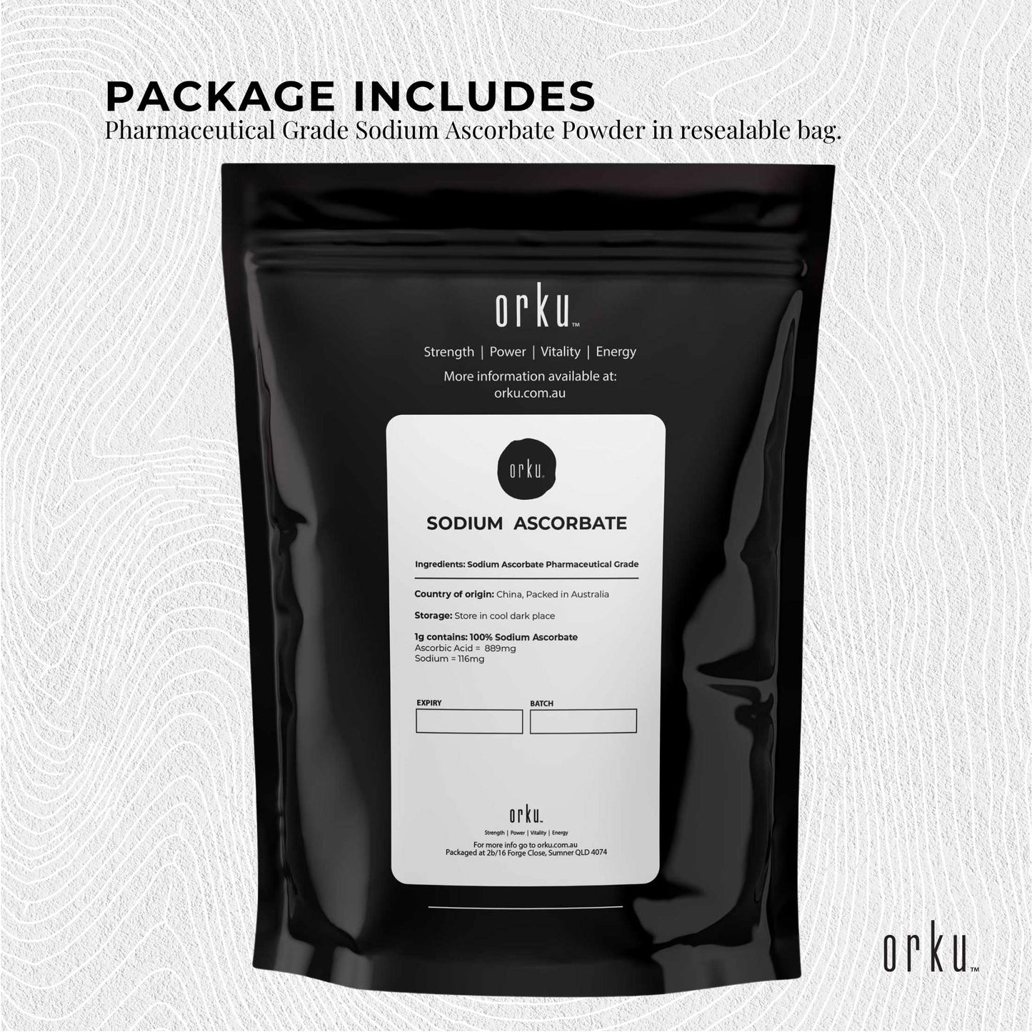 1Kg Sodium Ascorbate Powder - Vitamin C Buffered Pharmaceutical Ascorbic Acid