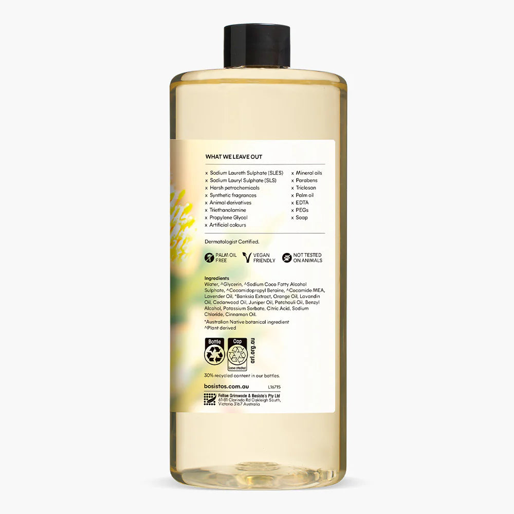 1L Hand Wash Refill Banksia Lavender Bosisto's Moisturising Soap Free Liquid Gel