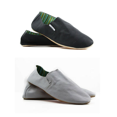 2 Pairs X Mens Zasel Black & White Cotton Canvas Slip On Flat Casual Flats Shoes