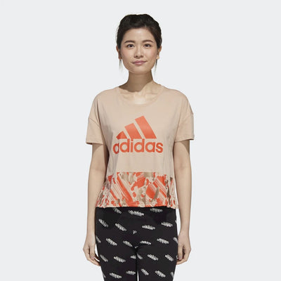 2 x Adidas Womens Beige U4u Cropped Athletic Tee T-Shirt