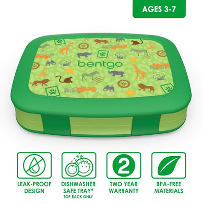 2 x Bentgo Kids Prints Lunch Box Container Storage Safari