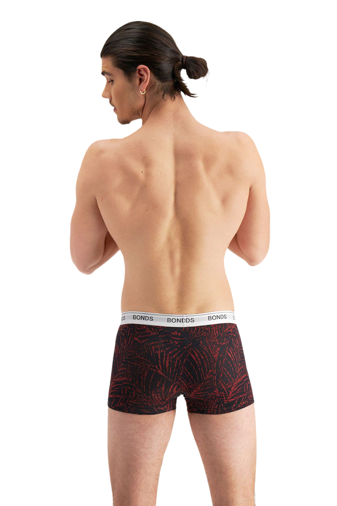 2 x Mens Bonds Guyfront Trunks Cotton Underwear Black/Maroon