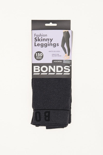 2 x Womens Ladies Bonds Fashion Skinny Leggings Grey Marle