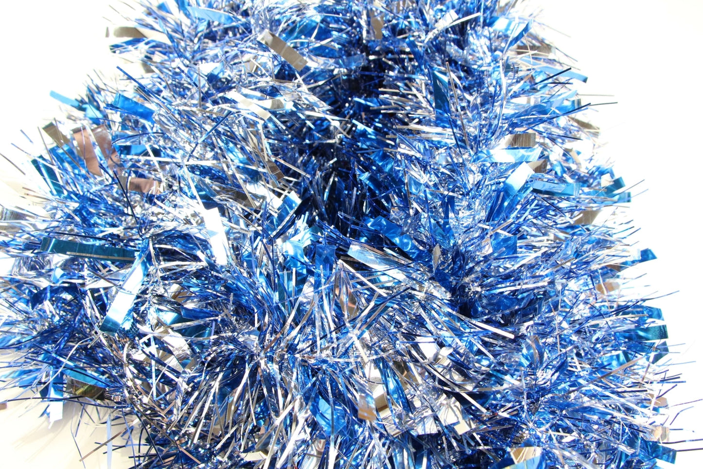 20 X Christmas Tinsel Thick 2-Tone Xmas Garland Tree Decorations - Blue/Silver