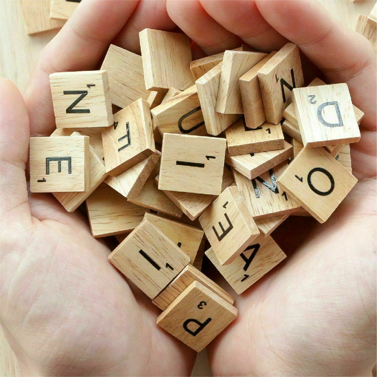 200Pcs Scrabble Letters - Wooden Tiles Art Game Alphabet Learning Words Craft