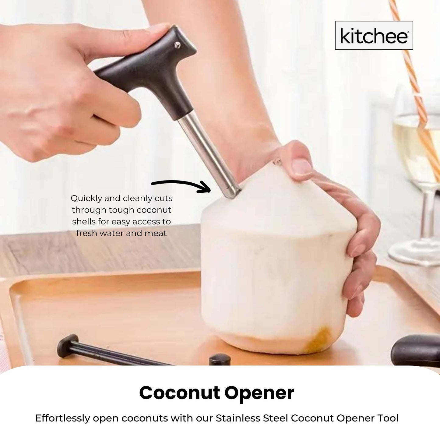 Kitchee Coconut Opener - Stainless Steel Hole Punch Kitchen Tool
