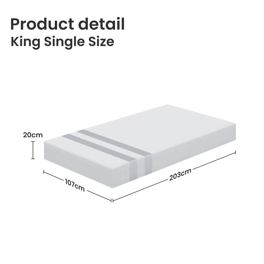 20cm King Single Reversible Gel Memory Foam Mattress BedStory Medium Soft & Firm