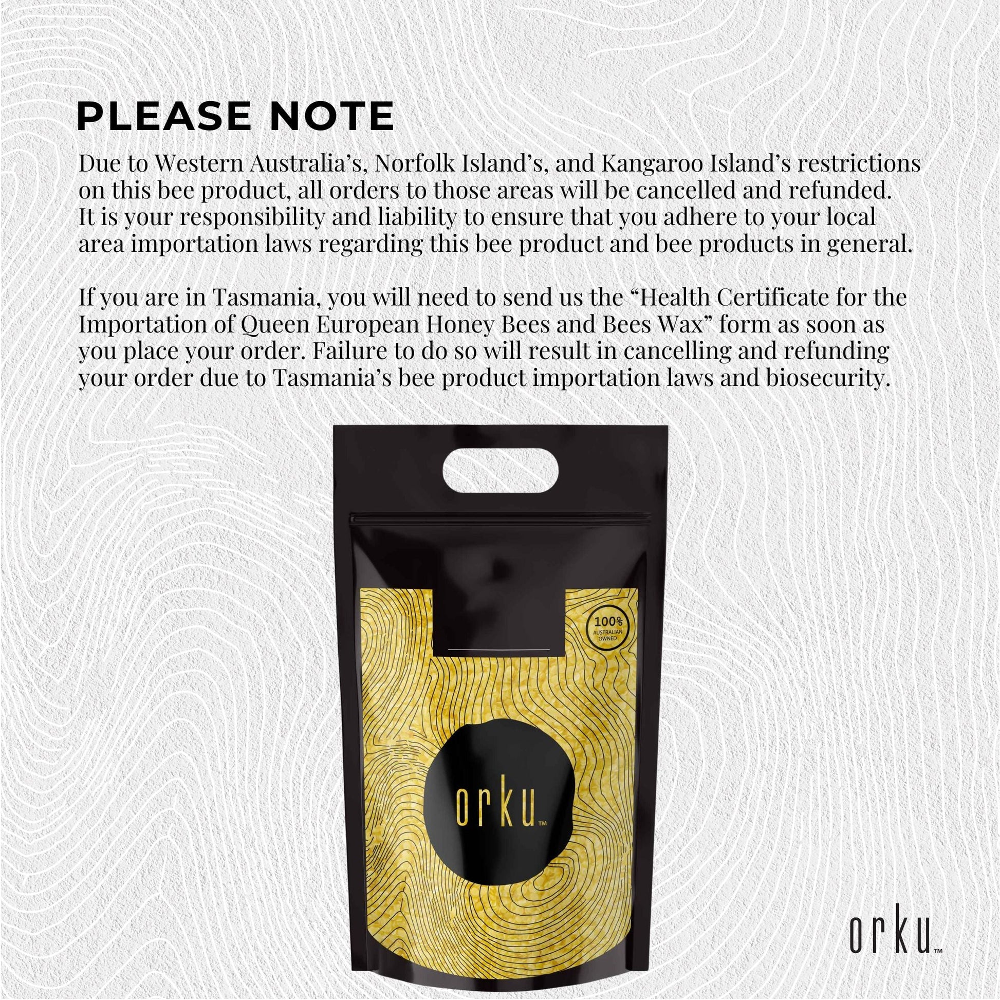 20kg Orku Organic Beeswax Pellets Yellow - Cosmetic Grade Quality Pure Bees Wax