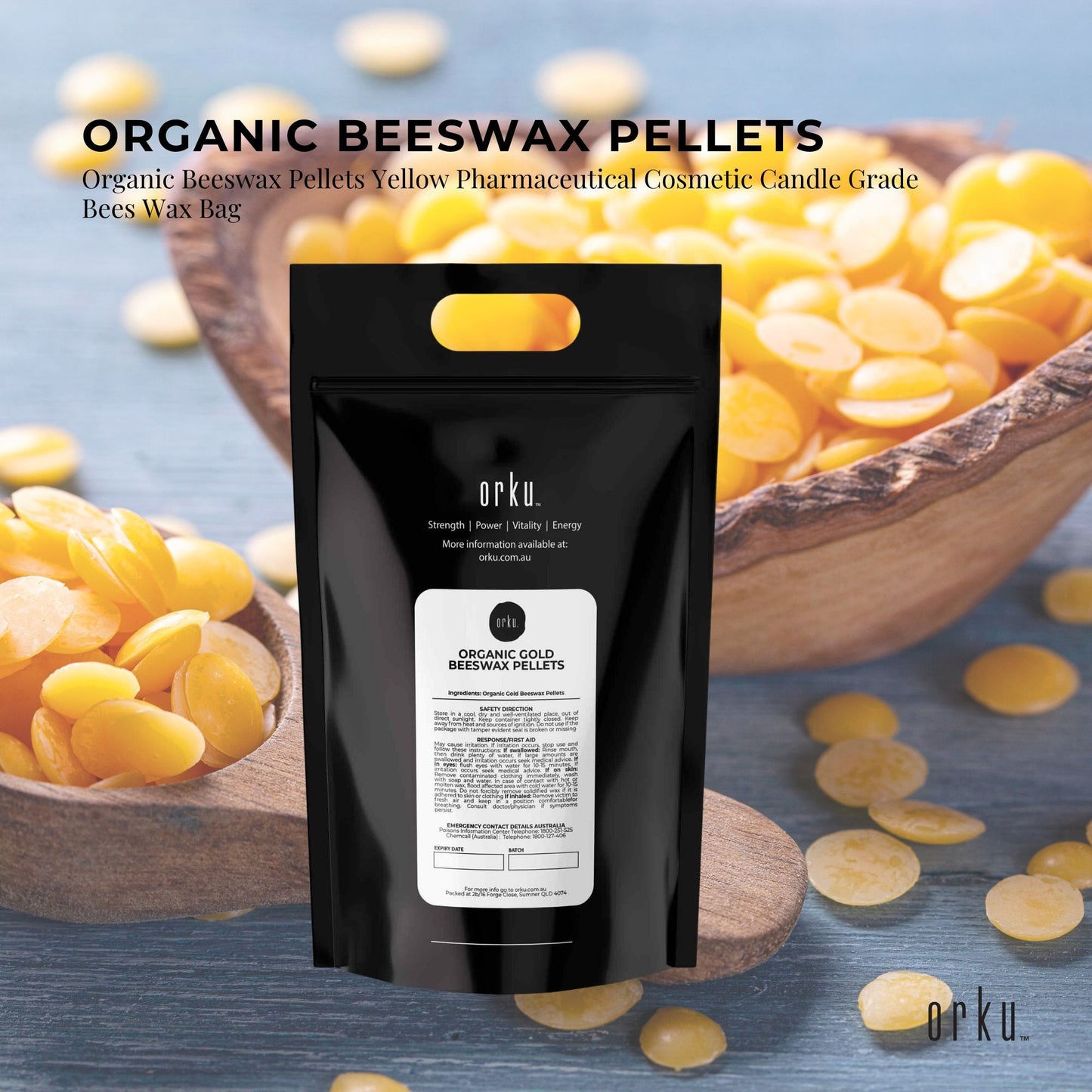 20kg Orku Organic Beeswax Pellets Yellow - Cosmetic Grade Quality Pure Bees Wax