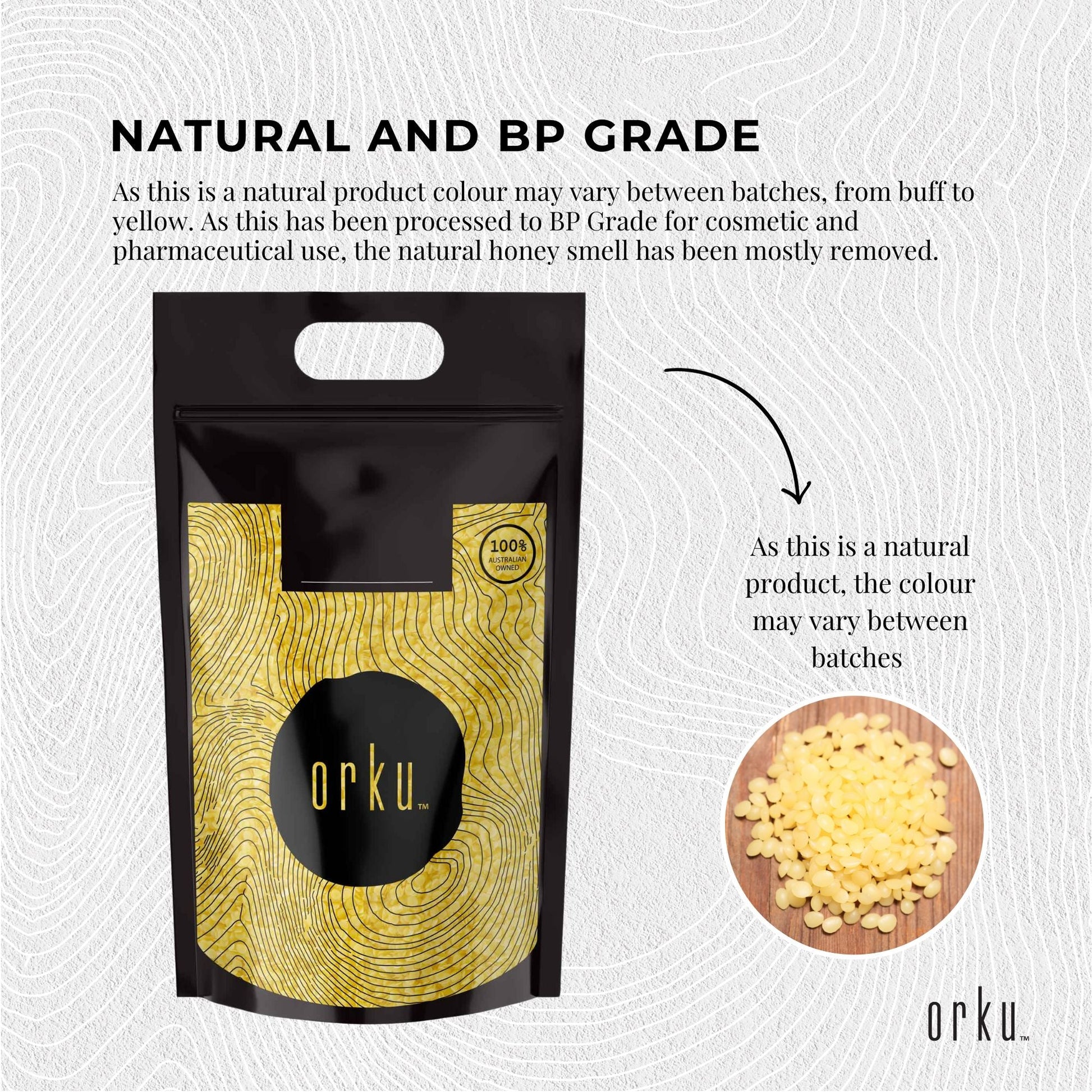 20kg Orku Organic Beeswax Pellets Yellow - Cosmetic Grade Quality Pure Bees Wax