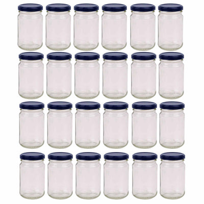 24x 375ml Flint Glass Jars + Twist Lids - Round Food Storage Preserving Jar