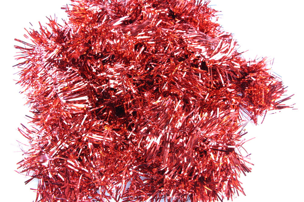 25 X Christmas Tinsel Thin Xmas Garland Tree Decorations - Red