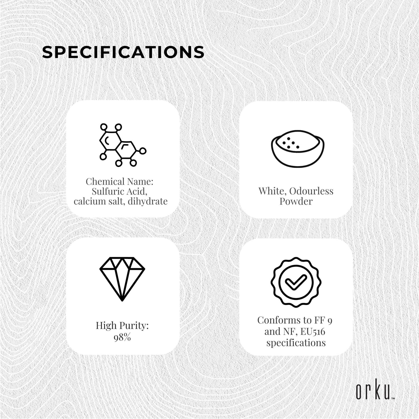 1Kg Calcium Sulphate Gypsum Powder - Food Grade Hydrous Sulfate