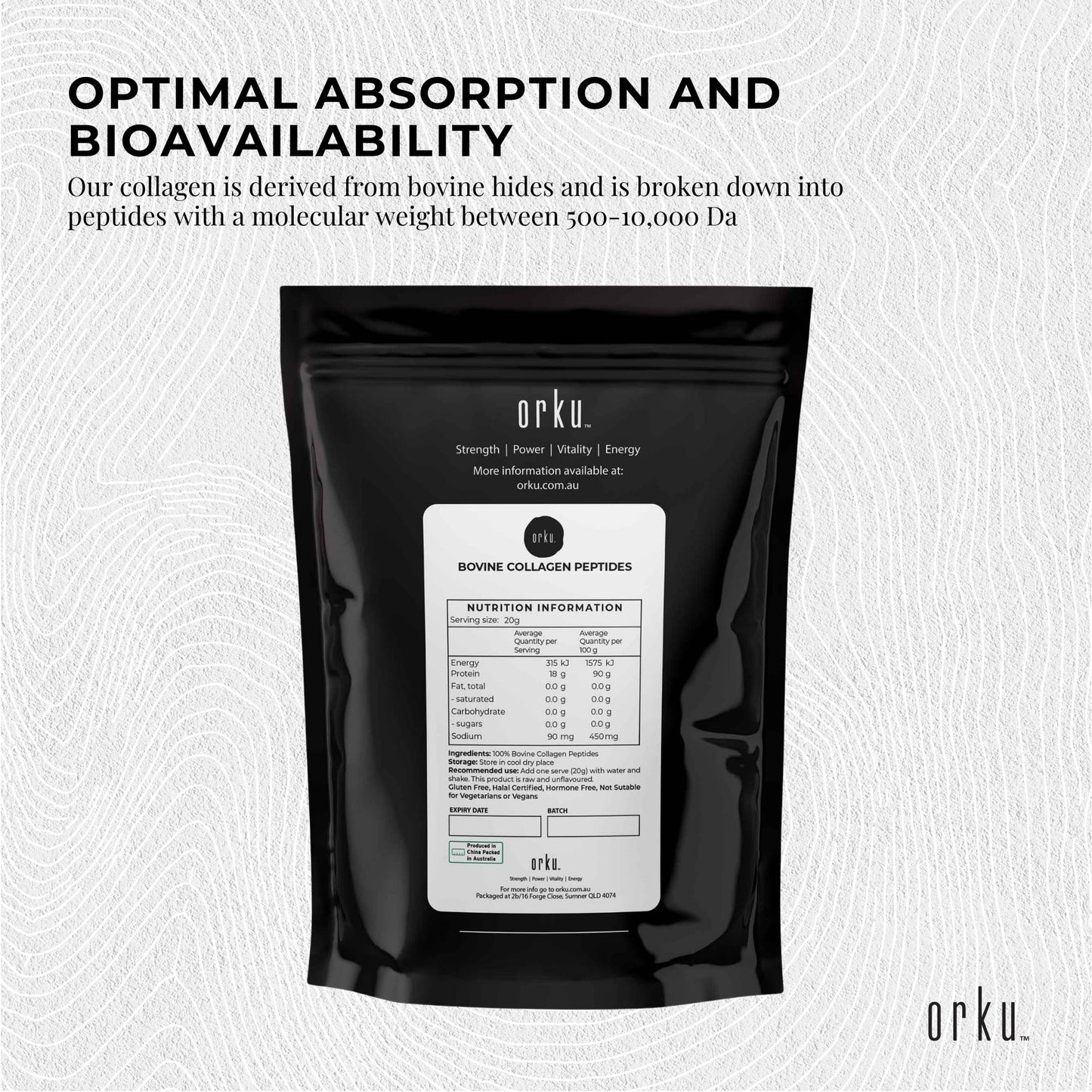 2Kg Collagen Powder - Bovine Hydrolysate Protein Peptide Supplement Unflavoured